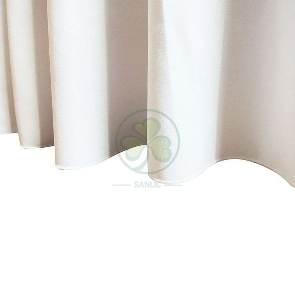 Customized White Round Polyester Wedding Linen Tableloth SL-F1987PWLT