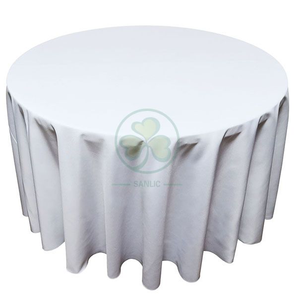 Customized White Round Polyester Wedding Linen Tableloth SL-F1987PWLT