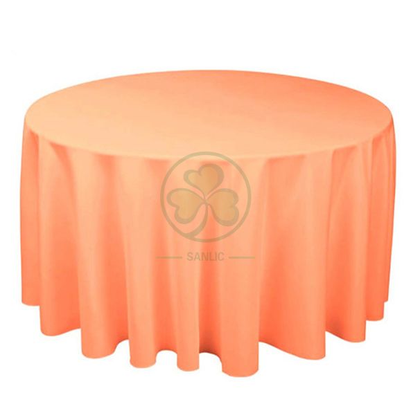 Customized White Round Polyester Wedding Linen Tableloth SL-F1987PWLT