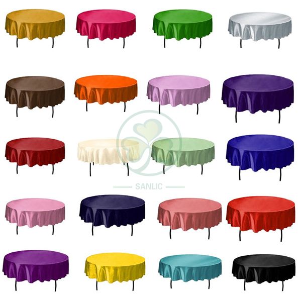 Factory Wholesale Round Satin Wedding Tablecloths in Burgundy SL-F1989RSTC