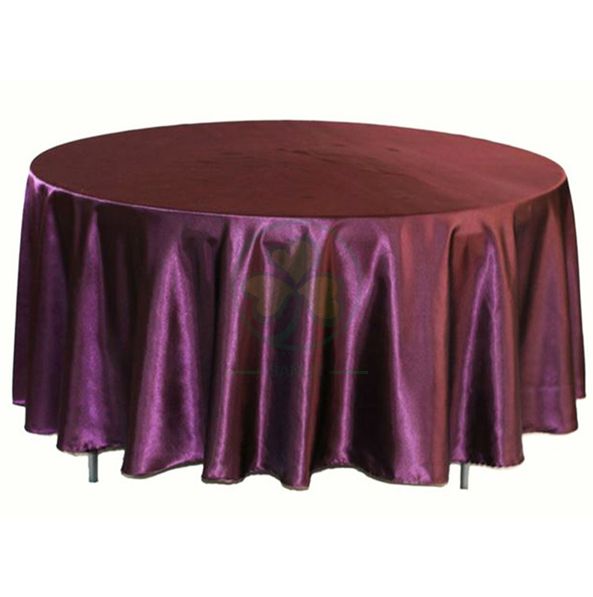 Factory Wholesale Round Satin Wedding Tablecloths in Burgundy SL-F1989RSTC