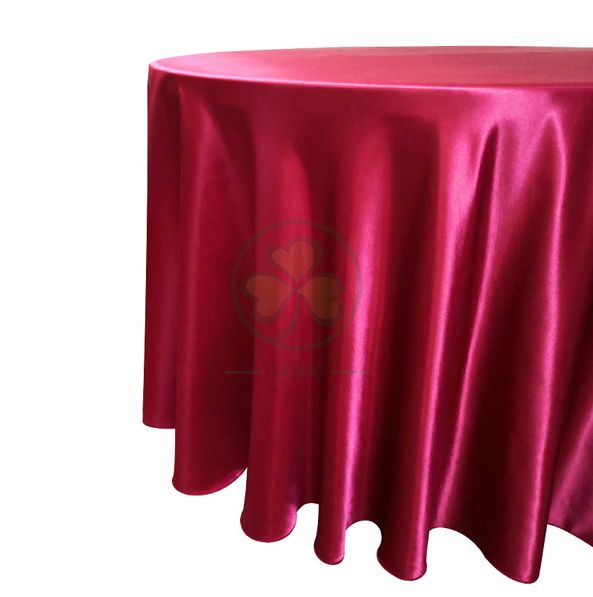 Factory Wholesale Round Satin Wedding Tablecloths in Burgundy SL-F1989RSTC