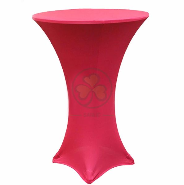 30 Inch Highboy Cocktail Round Stretch Spandex Table Cover Red SL-F1996RSTC