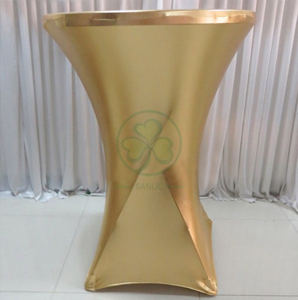 Metallic Gold Stretch Spandex High Bar Table Covers SL-F1998SBTC