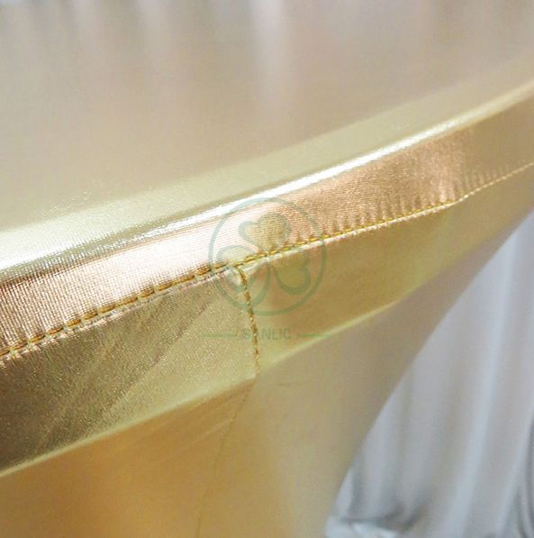 Metallic Gold Stretch Spandex High Bar Table Covers SL-F1998SBTC