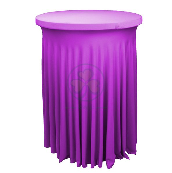 Factory Wholesale Spandex Ruffled Highboy Cocktail Round Tablecloths SL-F2000RCTC