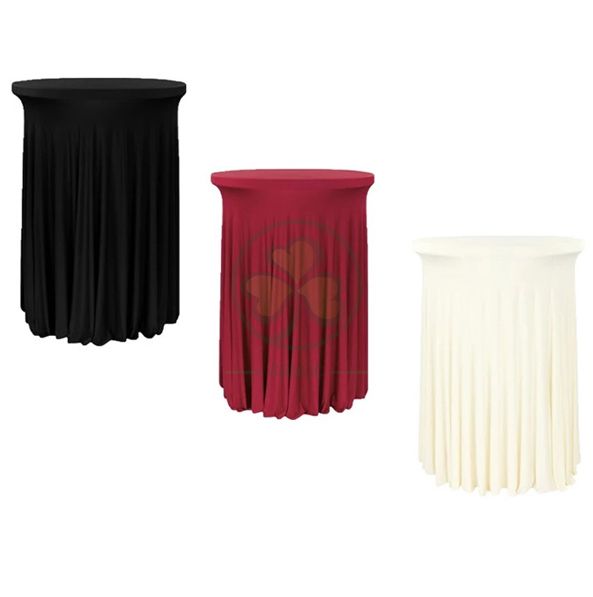 Factory Wholesale Spandex Ruffled Highboy Cocktail Round Tablecloths SL-F2000RCTC
