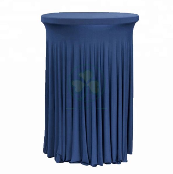 Factory Wholesale Spandex Ruffled Highboy Cocktail Round Tablecloths SL-F2000RCTC