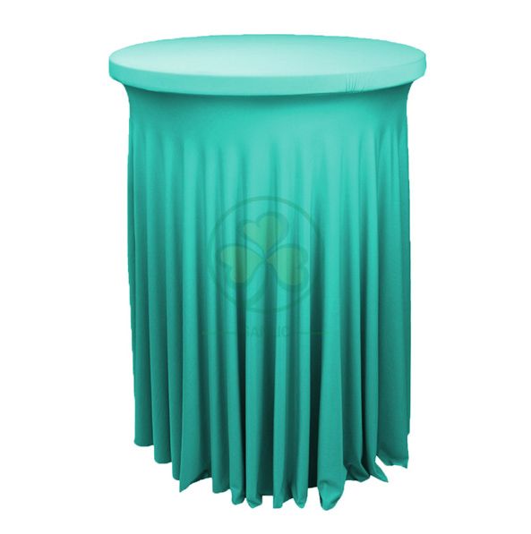Factory Wholesale Spandex Ruffled Highboy Cocktail Round Tablecloths SL-F2000RCTC