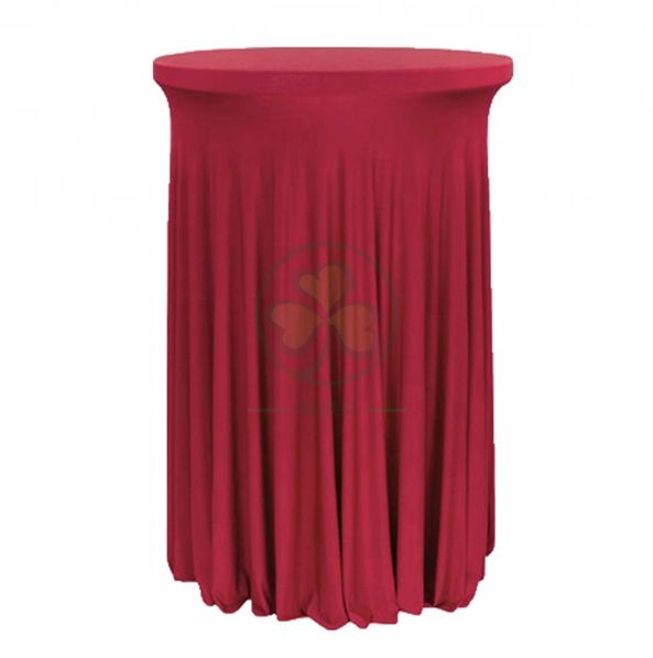 Factory Wholesale Spandex Ruffled Highboy Cocktail Round Tablecloths SL-F2000RCTC