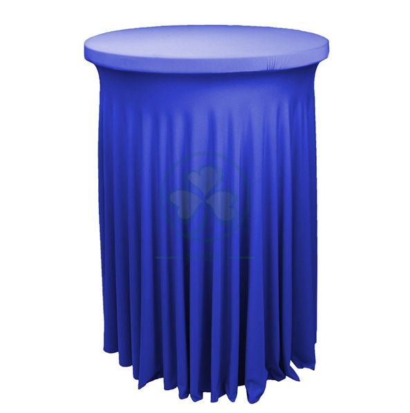 Factory Wholesale Spandex Ruffled Highboy Cocktail Round Tablecloths SL-F2000RCTC