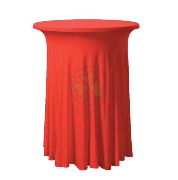 Factory Wholesale Spandex Ruffled Highboy Cocktail Round Tablecloths SL-F2000RCTC