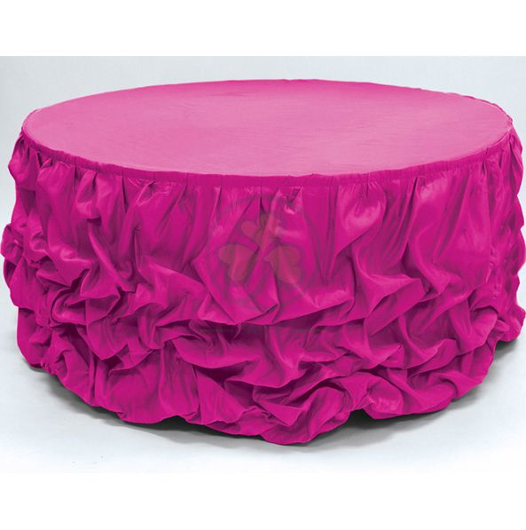 Factory Wholesale Gathered Lamour Satin Table Skirt SL-F2006GSTS