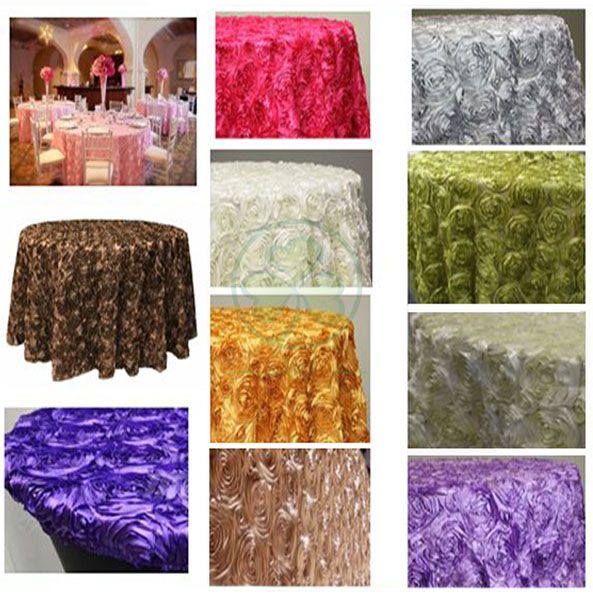 Luxury Rosette 3D Satin Round Tablecloth for Weddings and Events SL-F2007RSTC