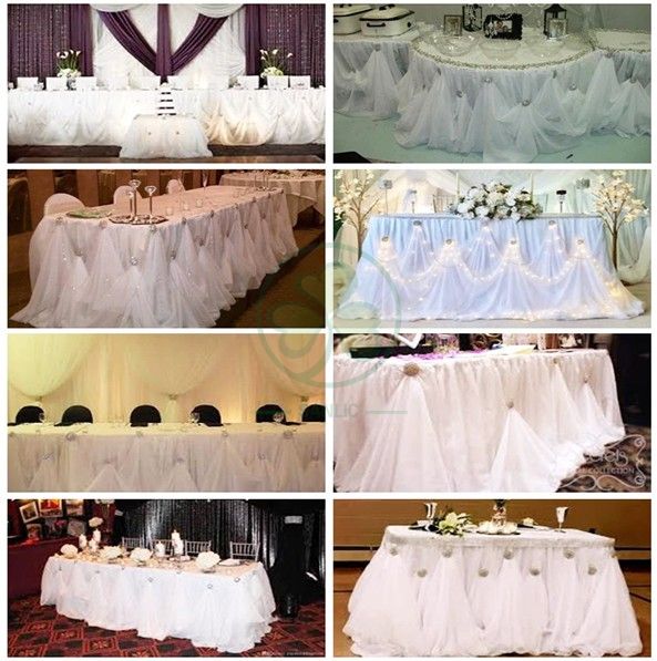 Beautiful Buffet Table Skirting Bridal Decoration Chiffon Party Cinderella Table Skirt SL-F2010CPTS