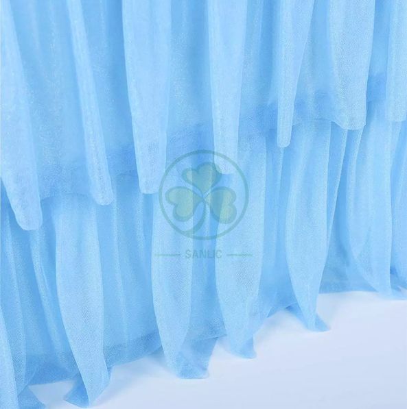 Elegant Chiffon Ruffled Tulle Tutu Table Skirt for Parties and Weddings Decoration SL-F2011CRTS