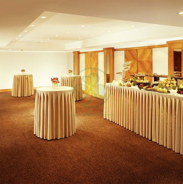 Polyester Pleated Table Skirting Designs Banquet Table Skirt Rectangular SL-F2012PTSR