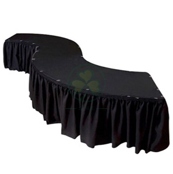 Polyester Pleated Table Skirting Designs Banquet Table Skirt Rectangular SL-F2012PTSR