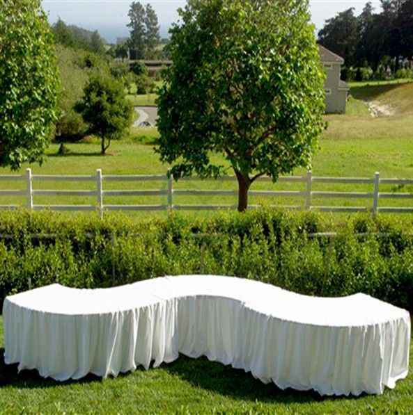 Polyester Pleated Table Skirting Designs Banquet Table Skirt Rectangular SL-F2012PTSR