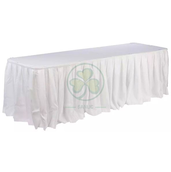 Polyester Pleated Table Skirting Designs Banquet Table Skirt Rectangular SL-F2012PTSR