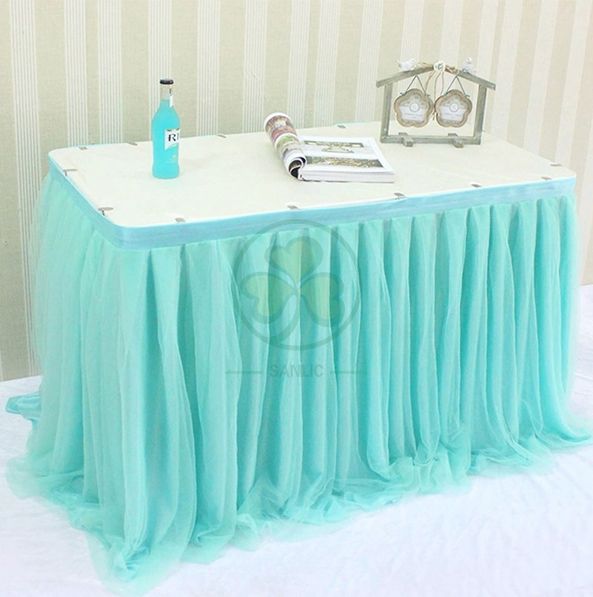 Tulle Table Skirt for Rectangle or Round Tables for Wedding Baby Shower Birthday Party SL-F2014TTSR