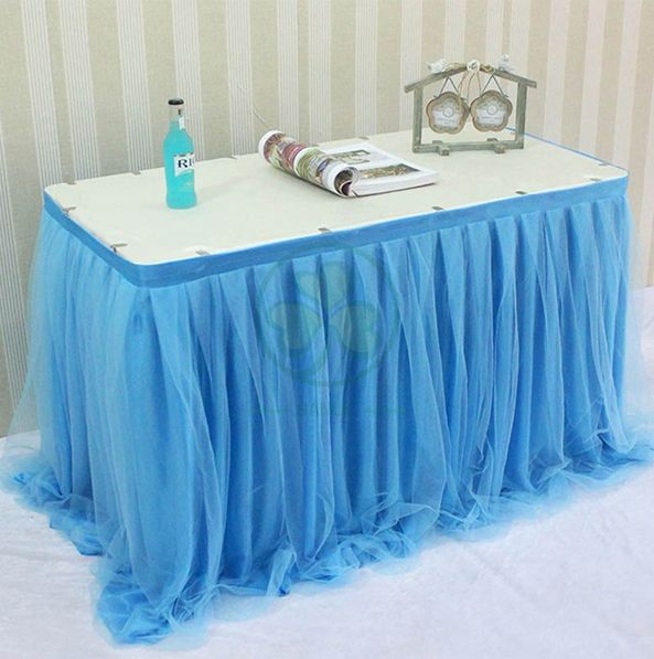 Tulle Table Skirt for Rectangle or Round Tables for Wedding Baby Shower Birthday Party SL-F2014TTSR