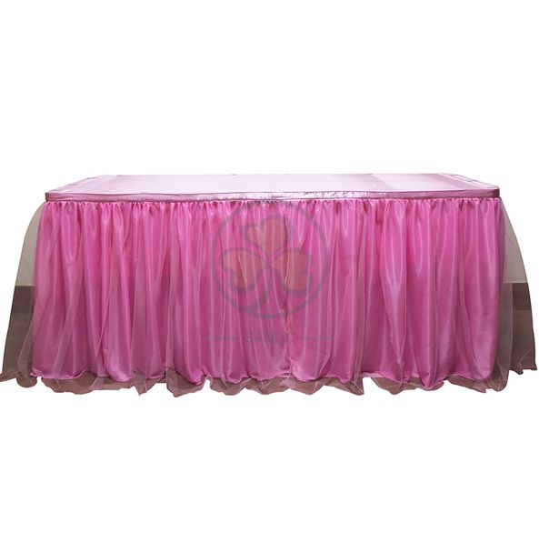 Tulle Table Skirt for Rectangle or Round Tables for Wedding Baby Shower Birthday Party SL-F2014TTSR