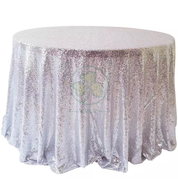 Shiny Beautiful 3mm Gold Sequin Embroidered Tablecloth SL-F2015SETC