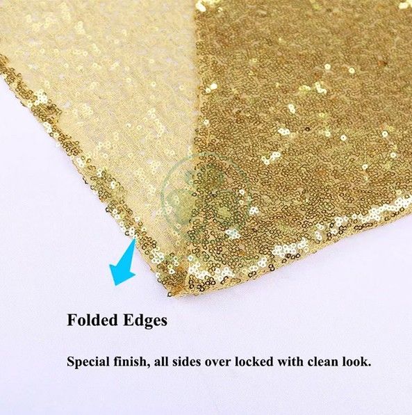 Shiny Beautiful 3mm Gold Sequin Embroidered Tablecloth SL-F2015SETC