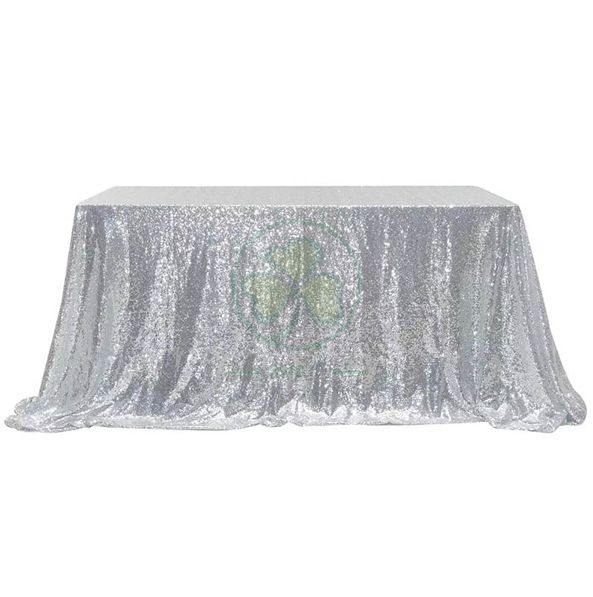 Shiny Beautiful 3mm Gold Sequin Embroidered Tablecloth SL-F2015SETC