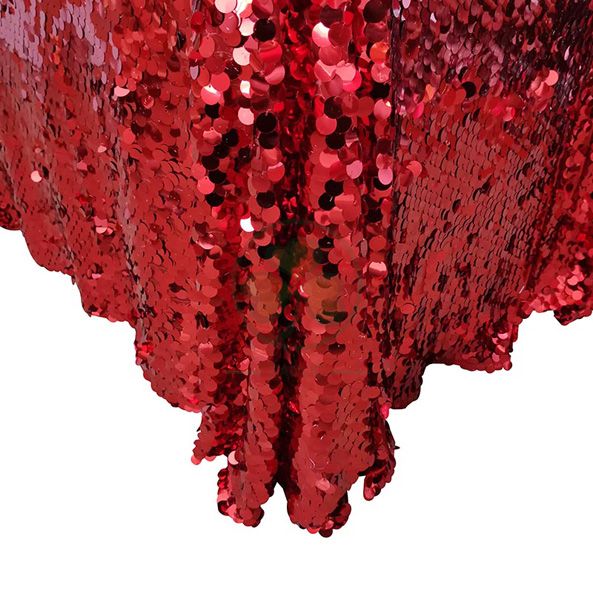 Factory Wholesale Big Payette Burgundy Sequin Round Tablecloth Premium  SL-F2016PSTC