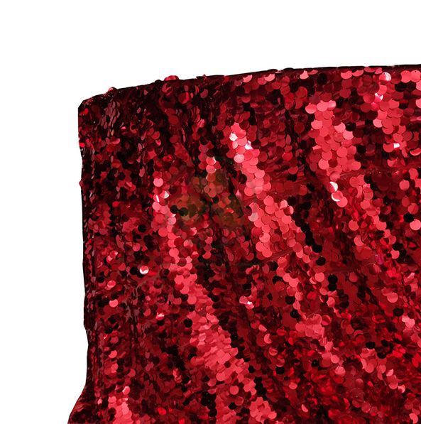 Factory Wholesale Big Payette Burgundy Sequin Round Tablecloth Premium  SL-F2016PSTC