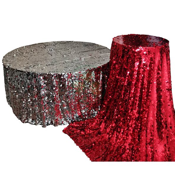 Factory Wholesale Big Payette Burgundy Sequin Round Tablecloth Premium  SL-F2016PSTC