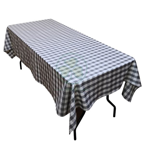 Round Buffalo Plaid Tablecloth Checkered Polyester Tablecloth SL-F2017BPTC