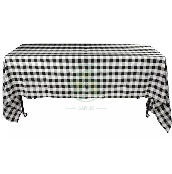 Round Buffalo Plaid Tablecloth Checkered Polyester Tablecloth SL-F2017BPTC