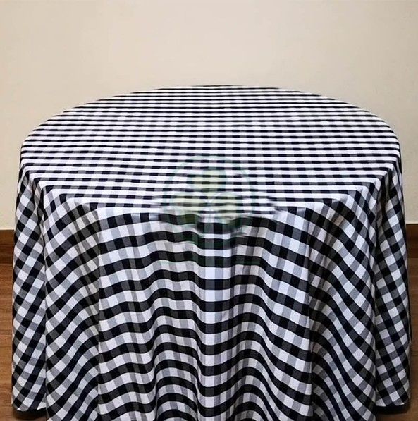 Round Buffalo Plaid Tablecloth Checkered Polyester Tablecloth SL-F2017BPTC