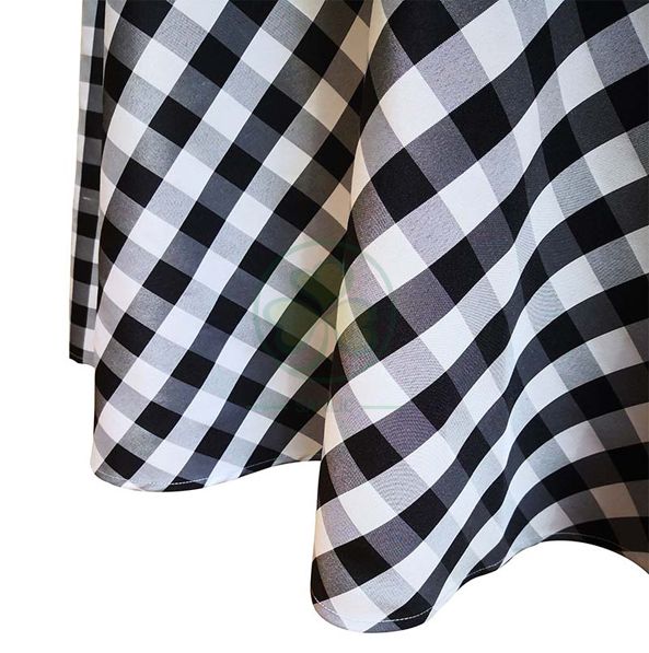 Round Buffalo Plaid Tablecloth Checkered Polyester Tablecloth SL-F2017BPTC