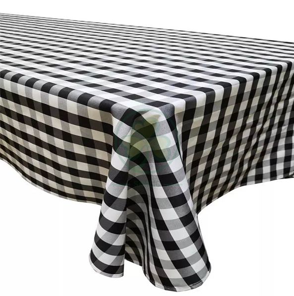 Round Buffalo Plaid Tablecloth Checkered Polyester Tablecloth SL-F2017BPTC