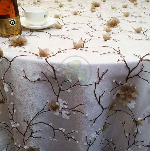 Luxury Fancy Banquet Lace Embroidery Fabric Table Cloth  SL-F2025LFTC