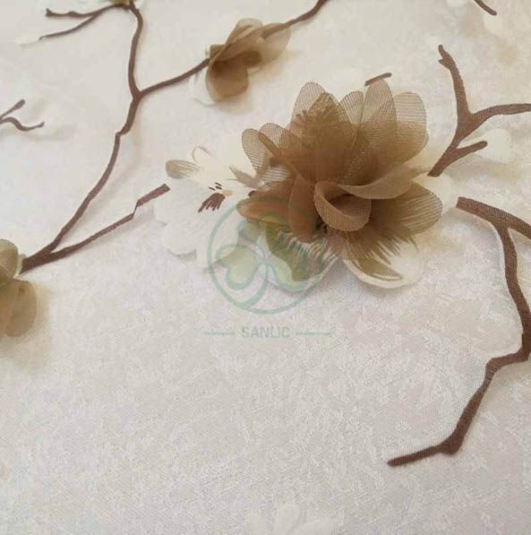 Luxury Fancy Banquet Lace Embroidery Fabric Table Cloth  SL-F2025LFTC