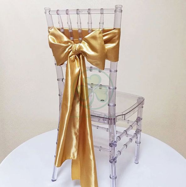 Wholesale Cheap Satin Chair Decoration Wedding Satin Chair Sashes Bow Sash SL-F2039SWCS