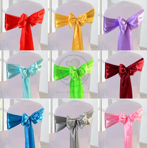 Wholesale Cheap Satin Chair Decoration Wedding Satin Chair Sashes Bow Sash SL-F2039SWCS