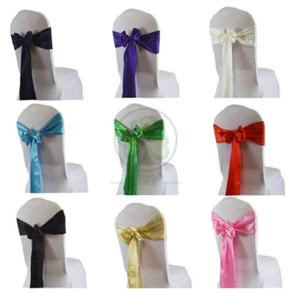 Wholesale Cheap Satin Chair Decoration Wedding Satin Chair Sashes Bow Sash SL-F2039SWCS