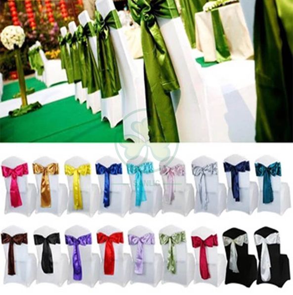 Wholesale Cheap Satin Chair Decoration Wedding Satin Chair Sashes Bow Sash SL-F2039SWCS