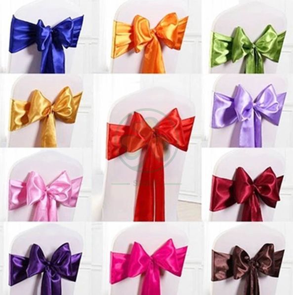 Wholesale Cheap Satin Chair Decoration Wedding Satin Chair Sashes Bow Sash SL-F2039SWCS