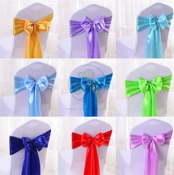 Wholesale Cheap Satin Chair Decoration Wedding Satin Chair Sashes Bow Sash SL-F2039SWCS