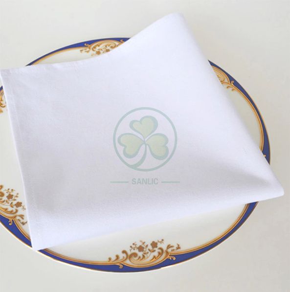 Wholesale Soft Premium Quality Cotton Dinner Napkins White Cloth Napkins Durable Hotel Quality Pre-washed  SL-F2054QCCN