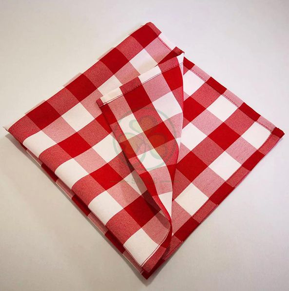 Classic Washable Buffalo Plaid Cotton Table Napkins Royal Blue and White Checkered Gingham for Family Dinners, Special Occasions, Barbeques, Picnics and Everyday Use SL-F2055CCTN