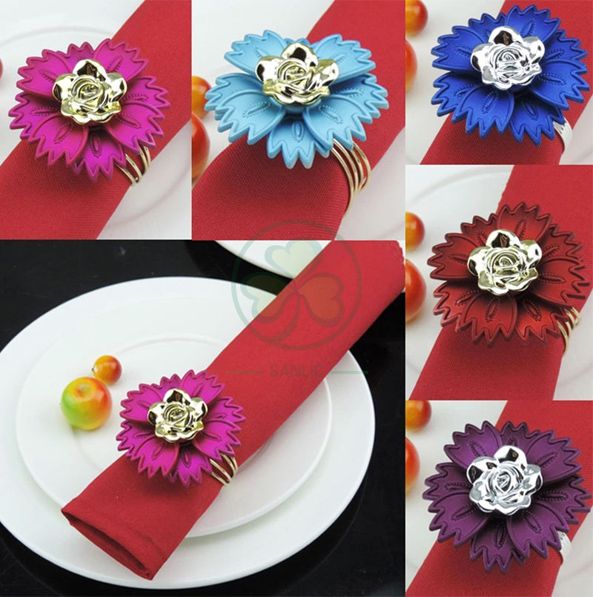 Flower Pearl Rhinestone Napkin Ring Holder for Wedding Party Home Kitchen Dining Table Linen Accessories SL-M2058FPNR