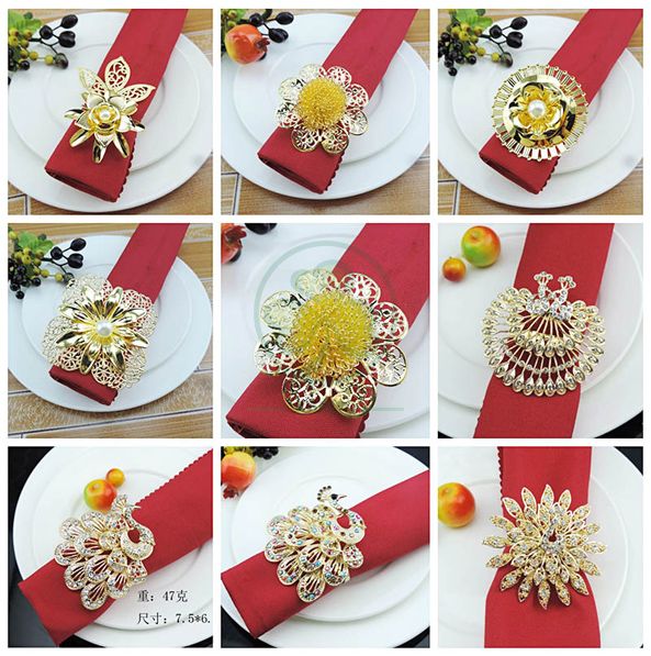 Flower Pearl Rhinestone Napkin Ring Holder for Wedding Party Home Kitchen Dining Table Linen Accessories SL-M2058FPNR